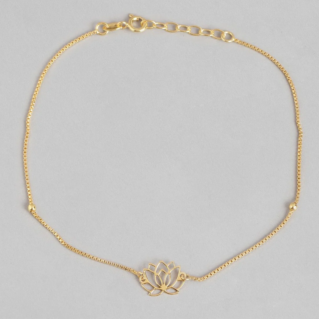 Lotus Gold Plated 925 Sterling Silver Chained Anklet - Image 5