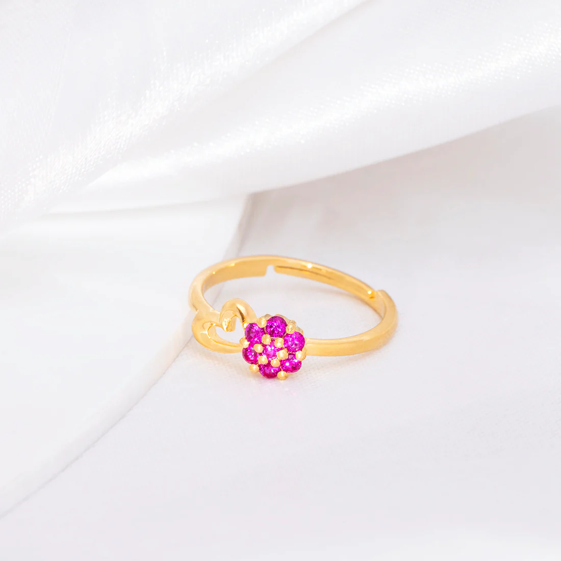 Floral Gold Plated 925 Sterling Silver Ring - Image 3