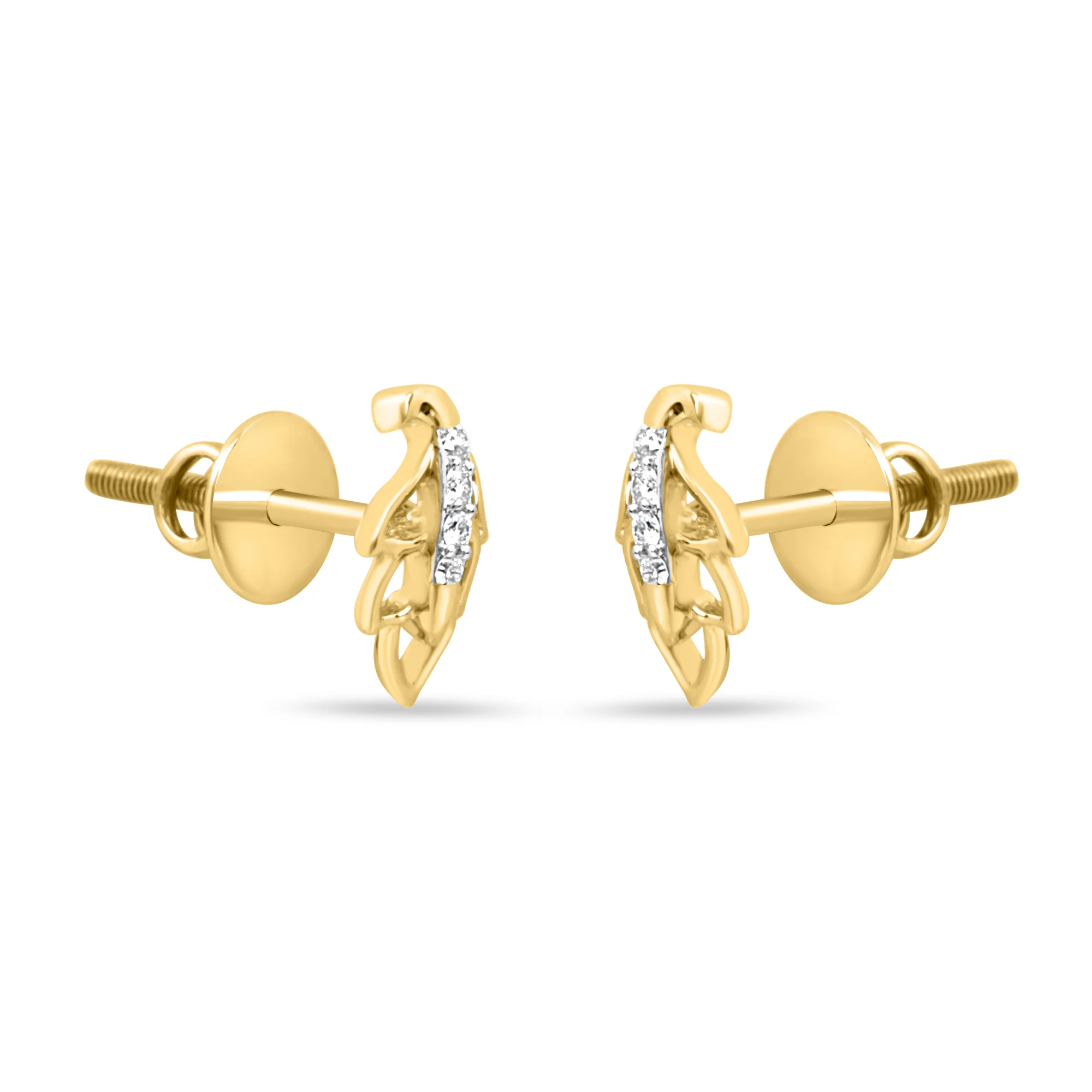 Leaf Gold Earrings with Lab-Grown Diamonds - Image 5