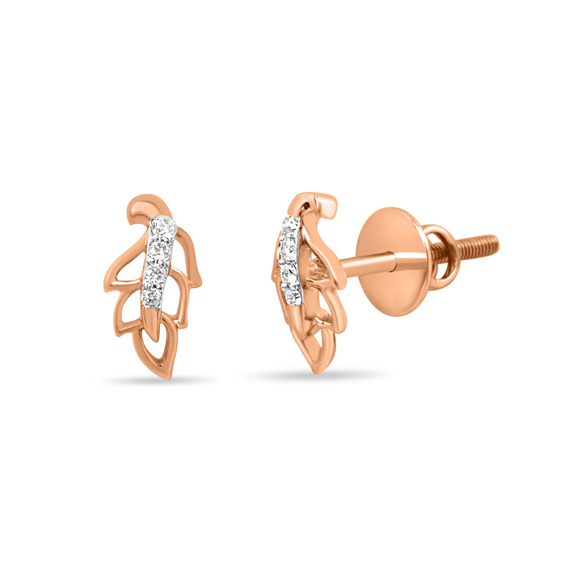 Leaf Gold Earrings with Lab-Grown Diamonds - Image 6