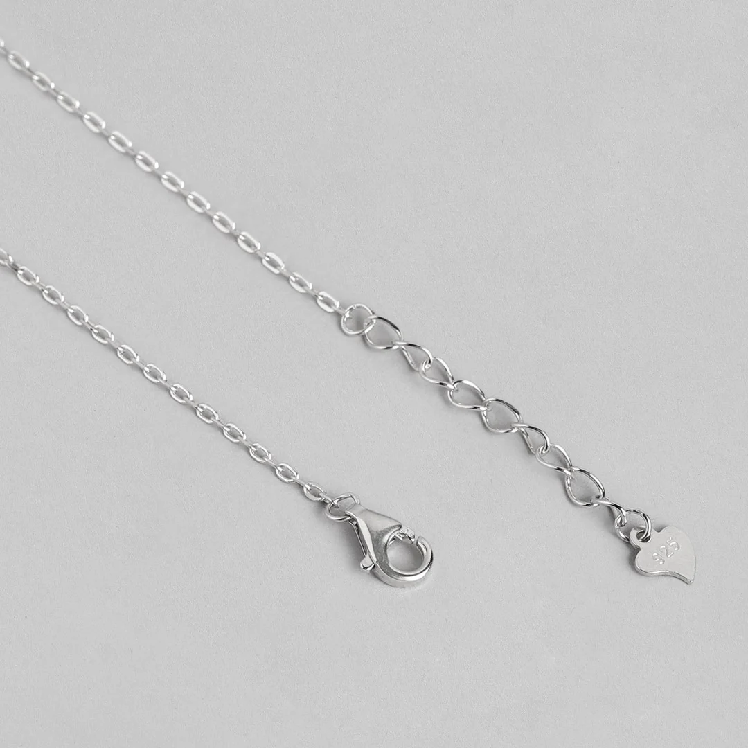 Floral Radiance Rhodium Plated CZ 925 Sterling Silver Necklace - Image 6