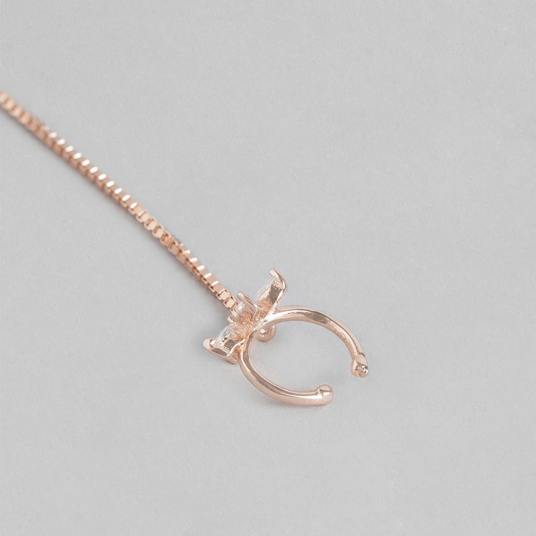 Floral Radiance Rose Gold Cubic Zirconia 925 Sterling Silver Earrings - Image 5