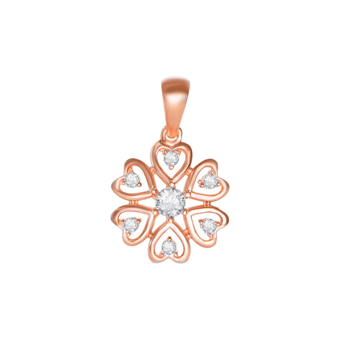 Floral Radiance Rose Gold-Plated CZ 925 Sterling Silver Pendant with Chain - Image 4