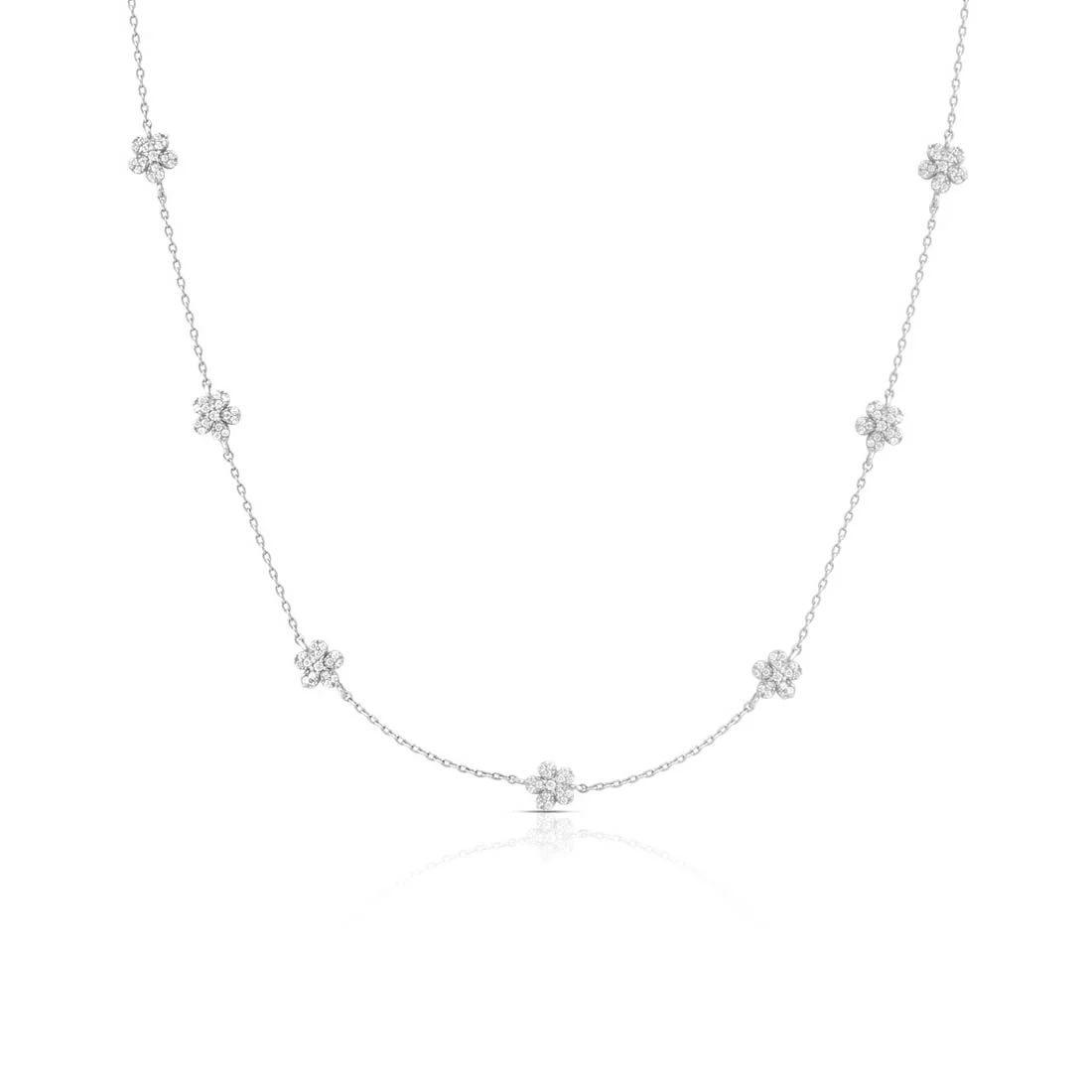Floral Rhodium Plated 925 Sterling Silver Necklace - Image 3