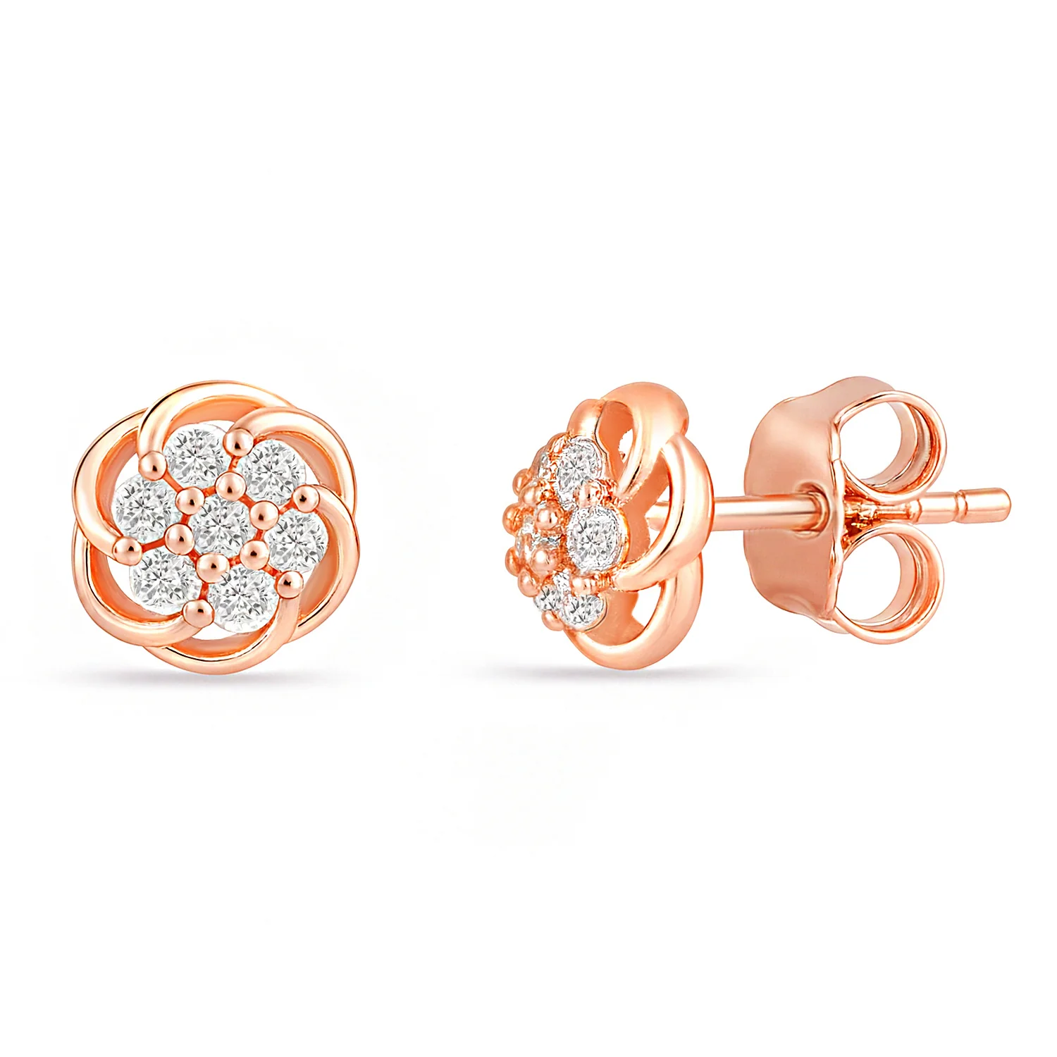 First Blush Petal Stud Rose Gold Plated Earrings - Image 2