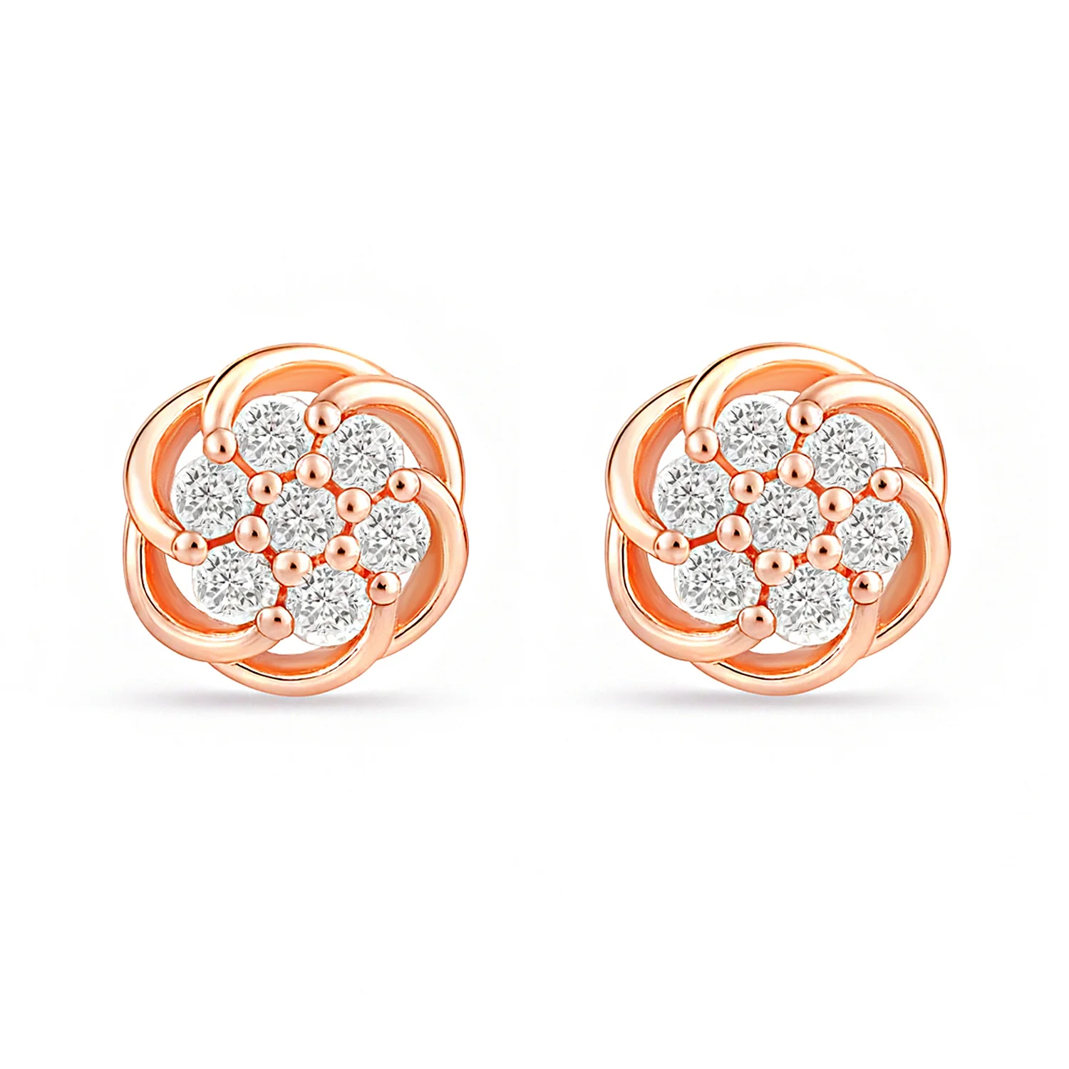 First Blush Petal Stud Rose Gold Plated Earrings - Image 7