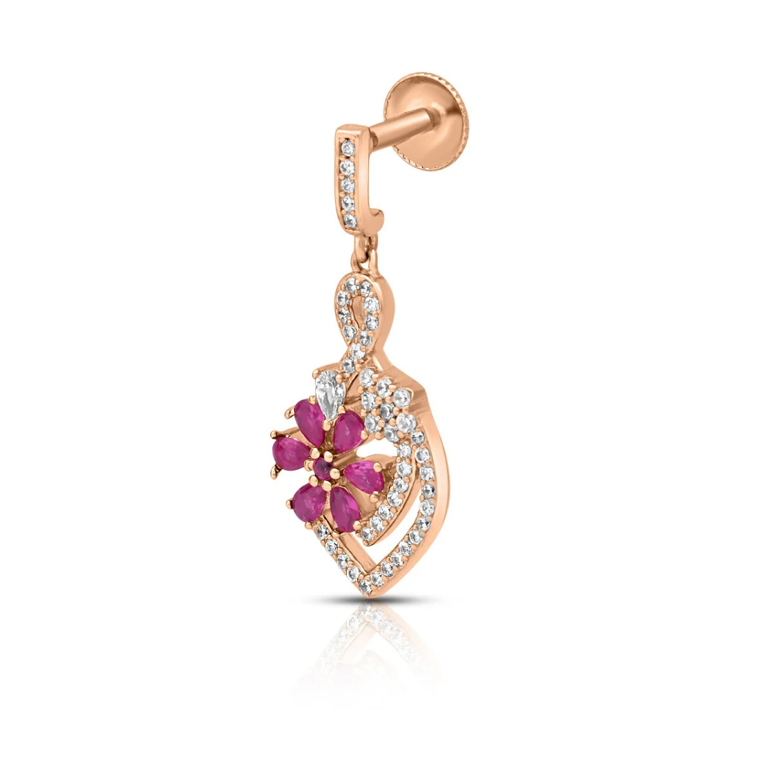 Floral Sparkle Rose Gold Plated 925 Sterling Silver Earrings - Image 7