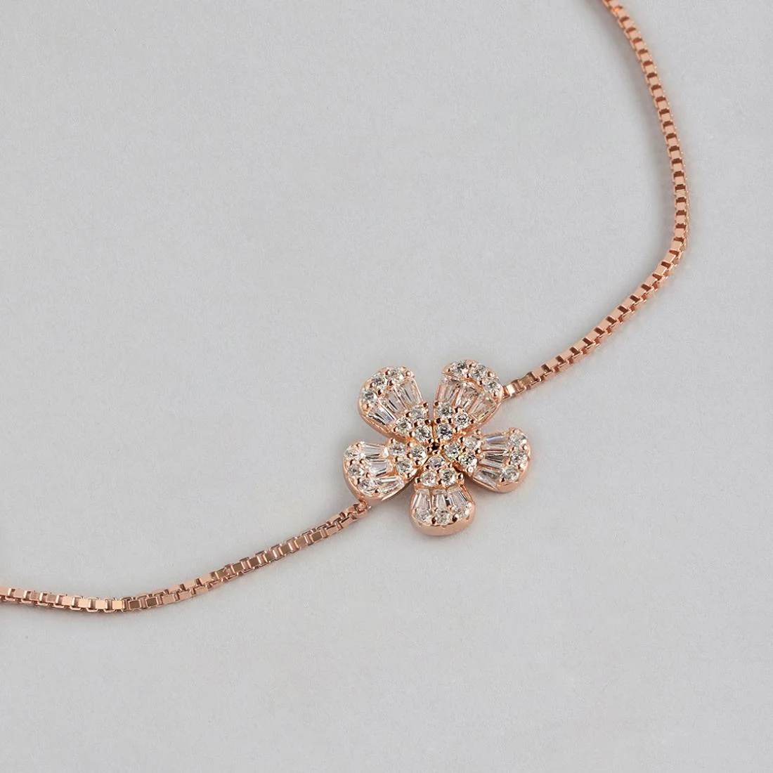 Bella Floral 925 Silver Bracelet in Rose Gold - Image 5