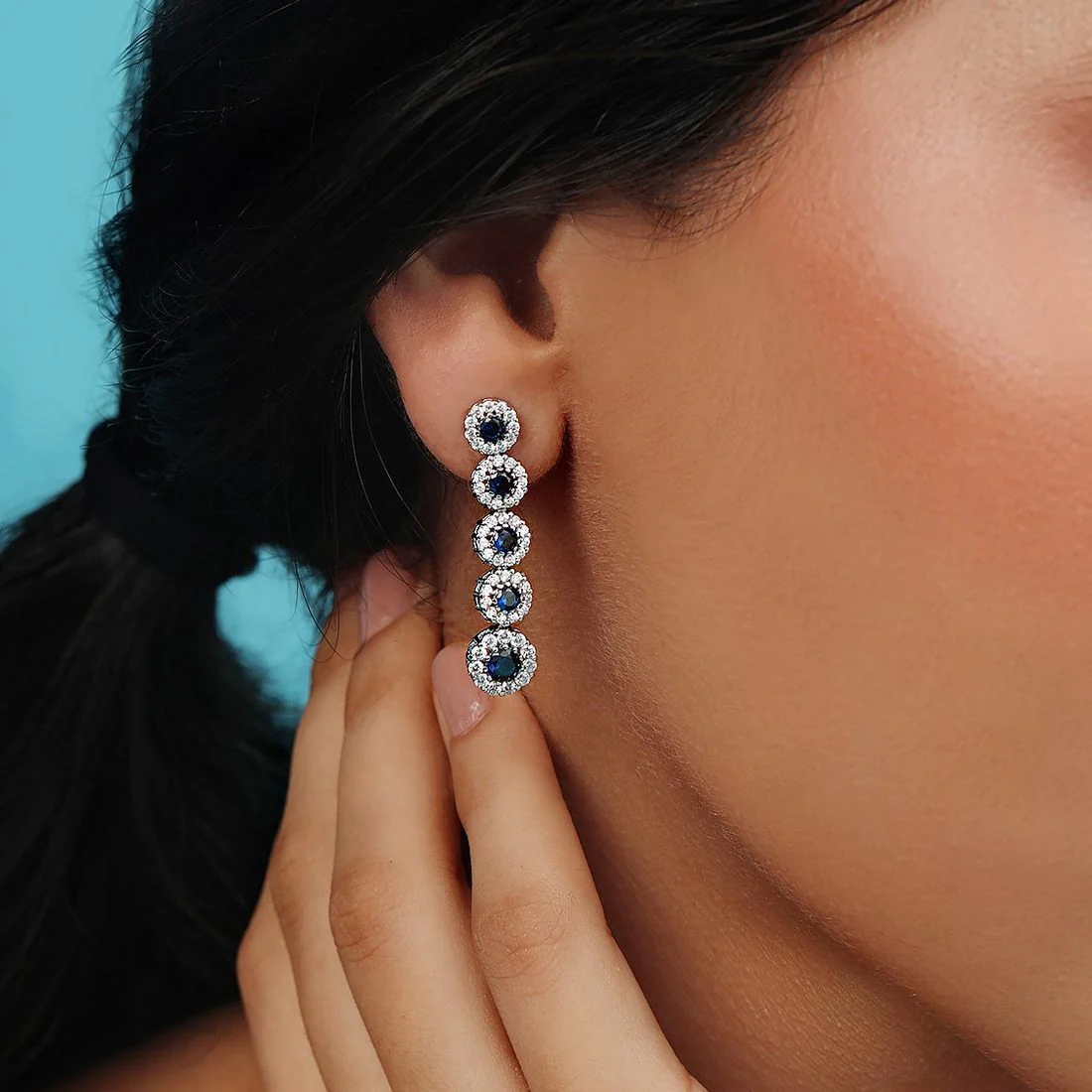 Flowing Elegance Rhodium Plated 925 Sterling Silver Earrings - Image 3