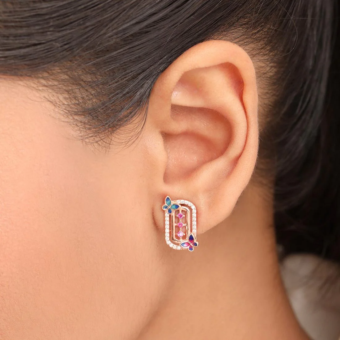 Flutter Charm Rose Gold Plated 925 Sterling Silver Earrings - Image 6