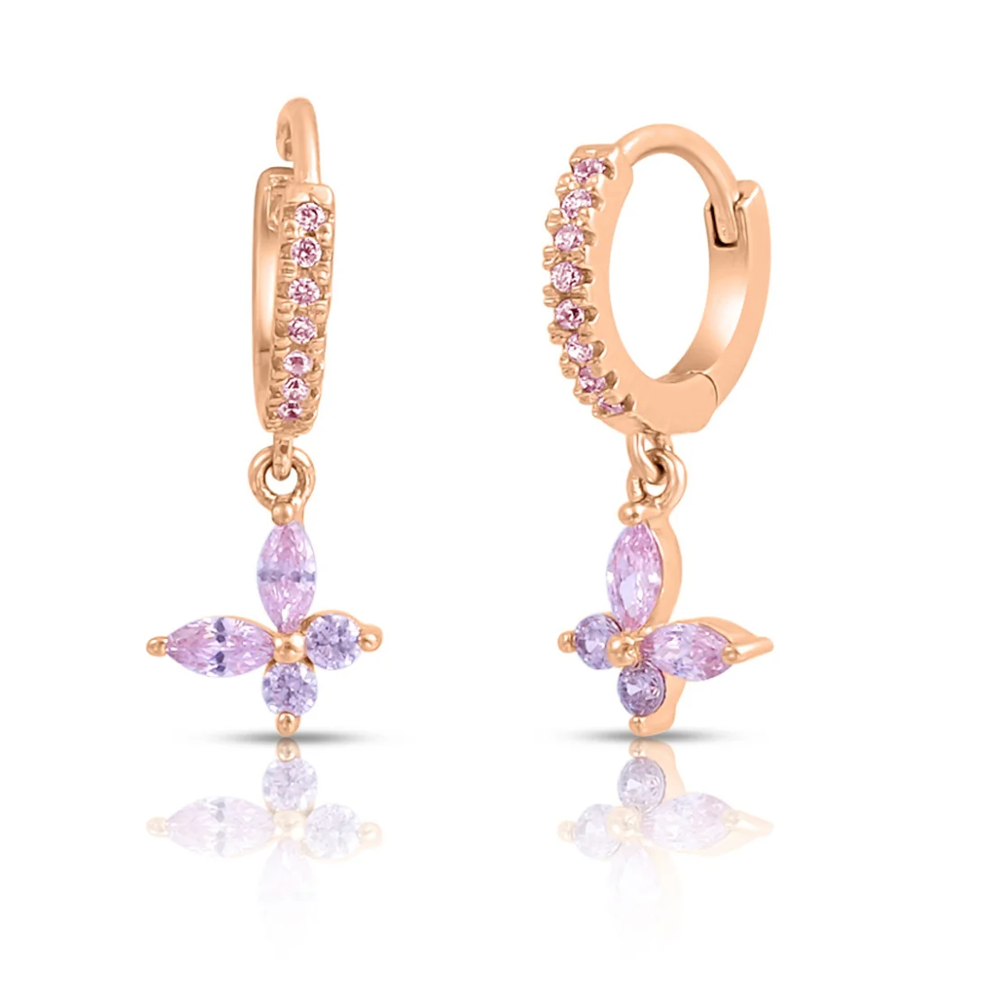 Flutter of Pink Rose Gold Plated 925 Sterling Silver Earrings - Image 4