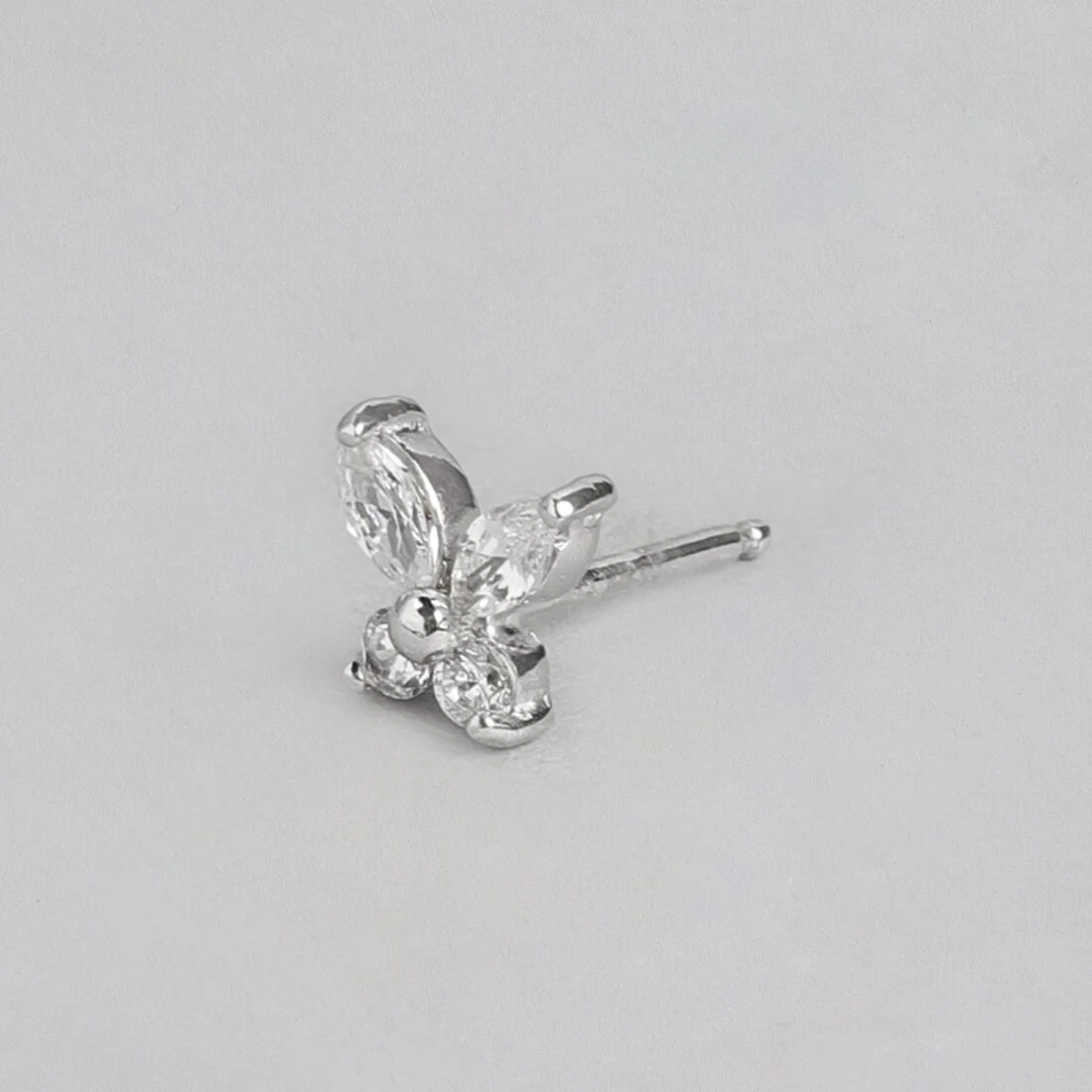Fluttering Beauty Rhodium Plated 925 Sterling Silver Butterfly Stud Earring - Image 5