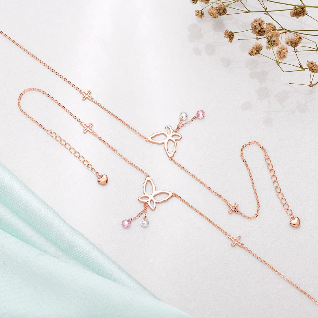 Fluttering Grace Rose Gold Plated 925 Sterling Silver Anklet Gift Hamper - Image 3