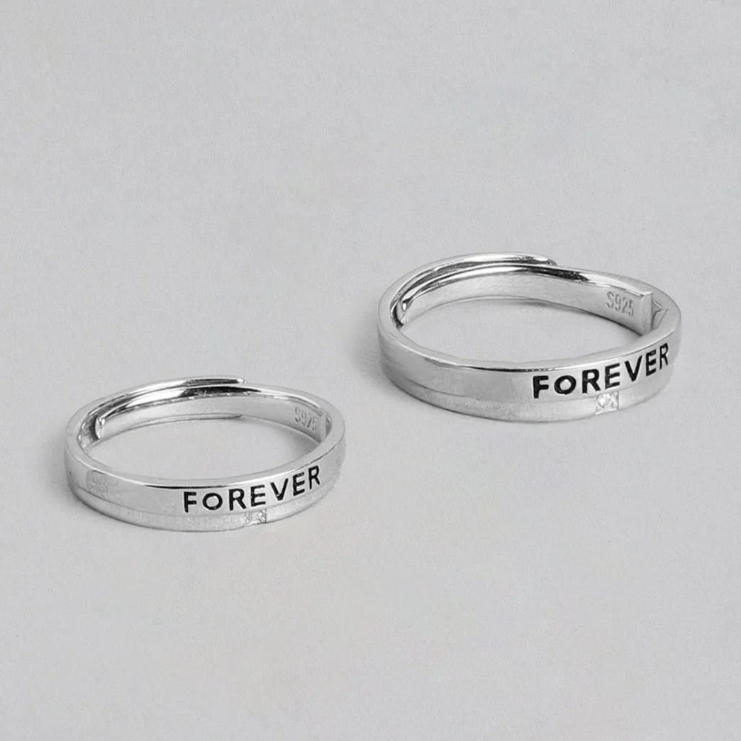 Forever Together 925 Sterling Silver Couple Ring Band (Adjustable) - Image 7