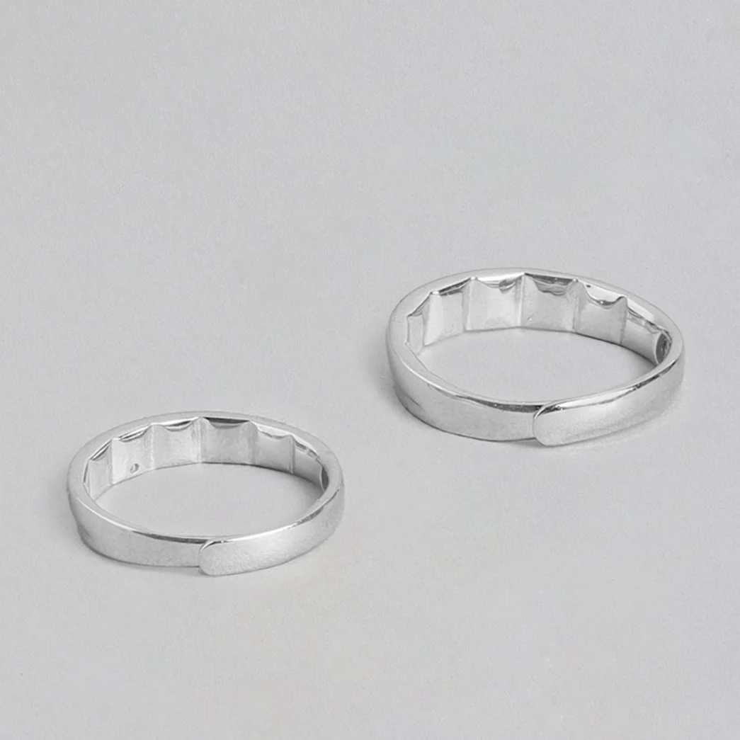 Forever Together 925 Sterling Silver Couple Ring Band (Adjustable) - Image 8