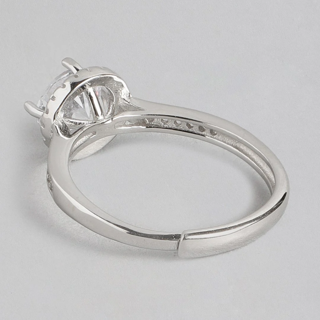 Forever Yours Rhodium-Plated 925 Sterling Silver Couple Ring (Adjustable) - Image 10