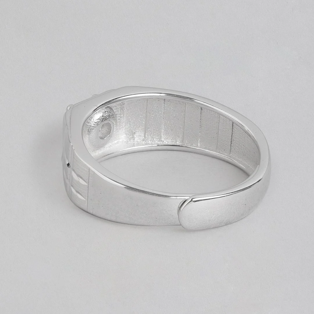 Forever Yours Rhodium-Plated 925 Sterling Silver Couple Ring (Adjustable) - Image 11