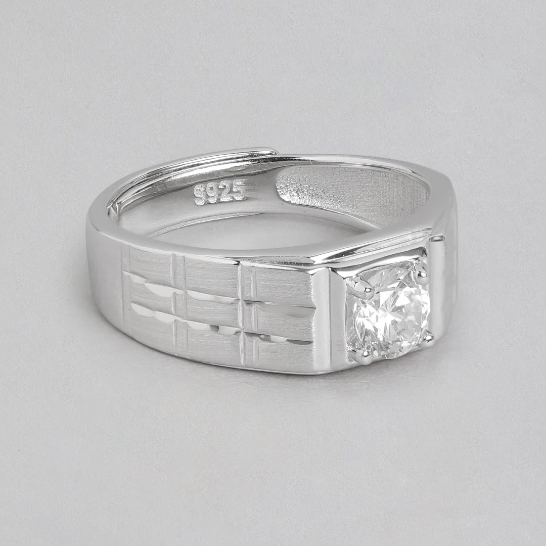 Forever Yours Rhodium-Plated 925 Sterling Silver Couple Ring (Adjustable) - Image 9