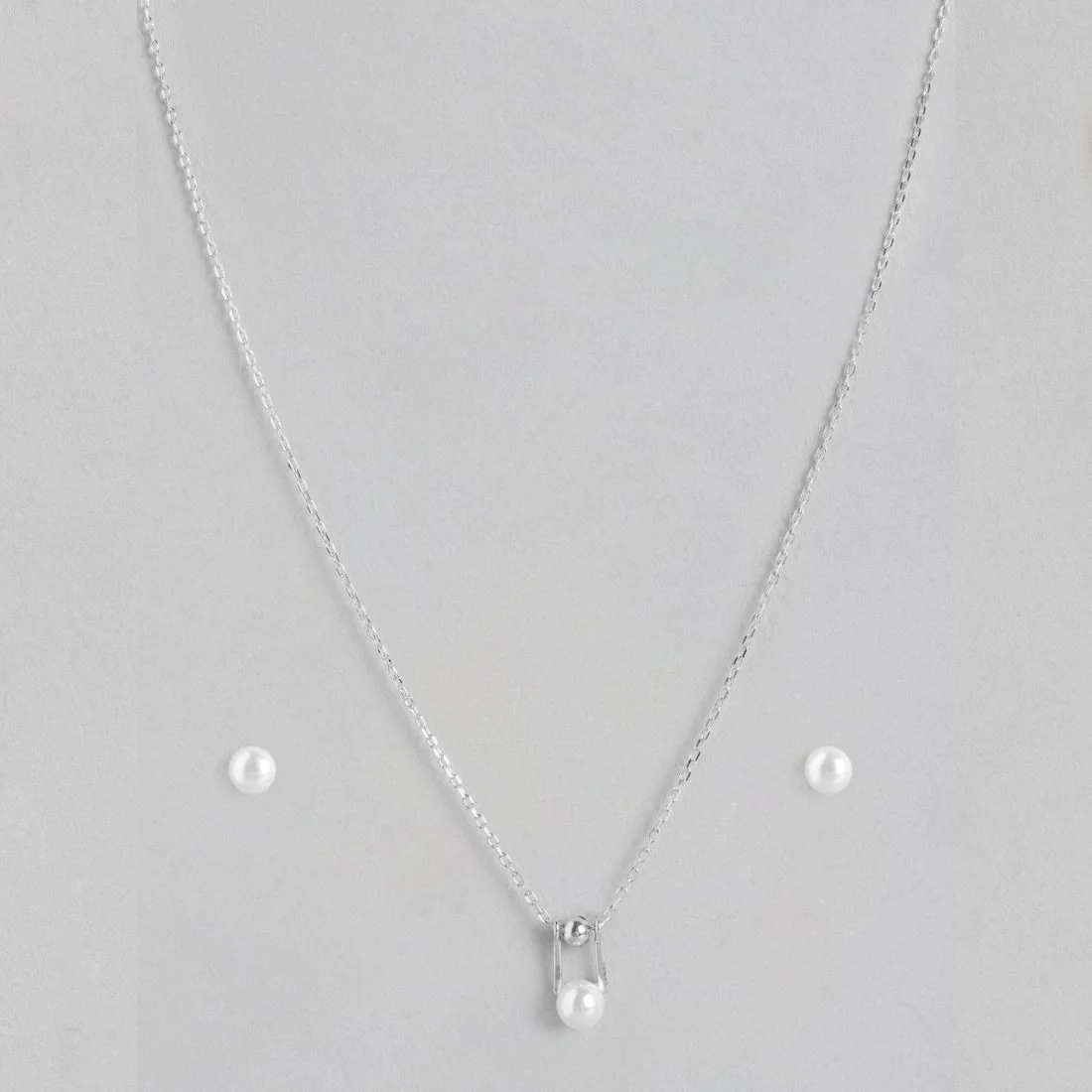 Freshwater Pearl Rhodium Plated 925 Sterling Silver Jewellery Set - Image 3