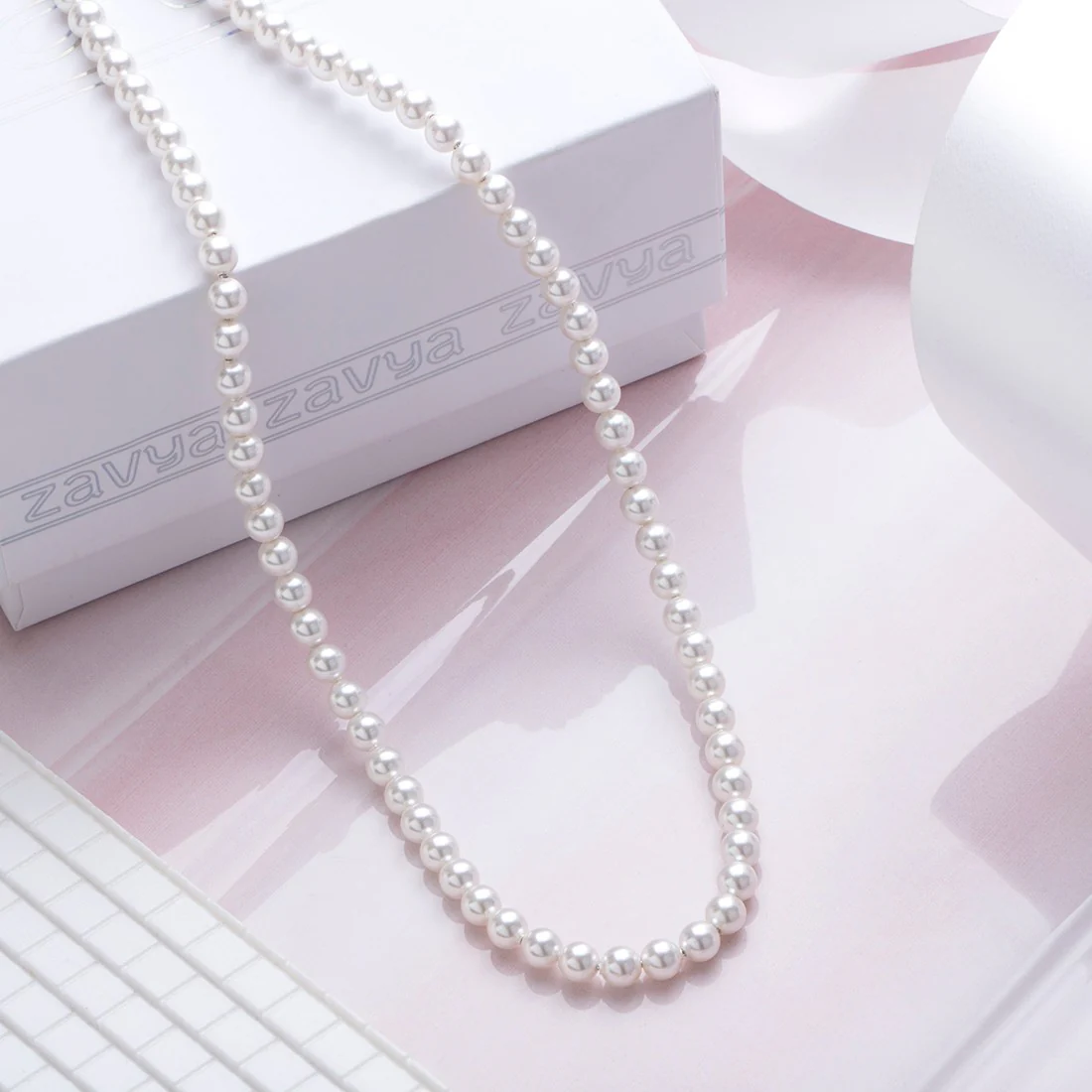 Pearl Rhodium Plated 925 Sterling Silver Necklace - Image 2