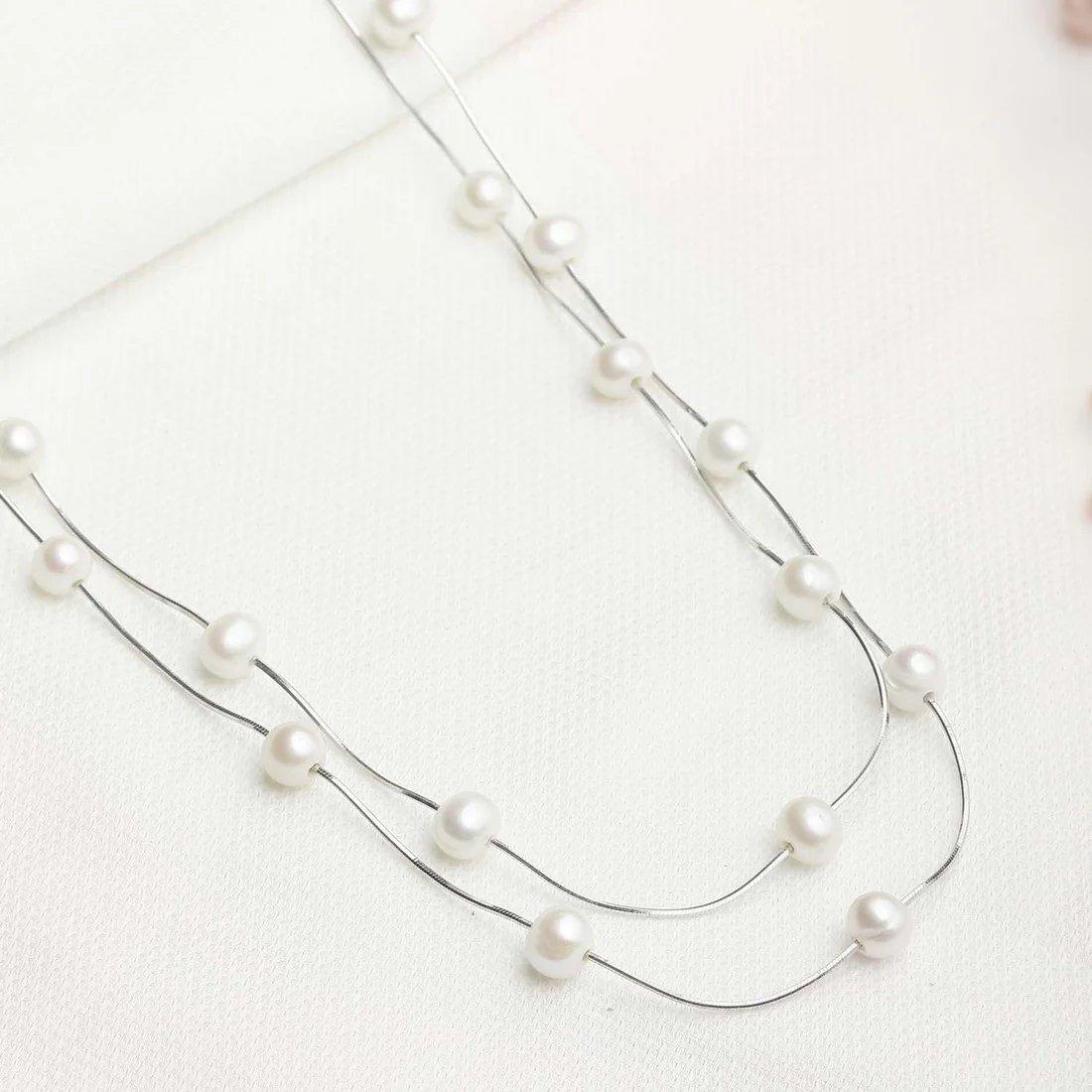 Specs of Pearls Silver 925 Silver Necklace - Image 3