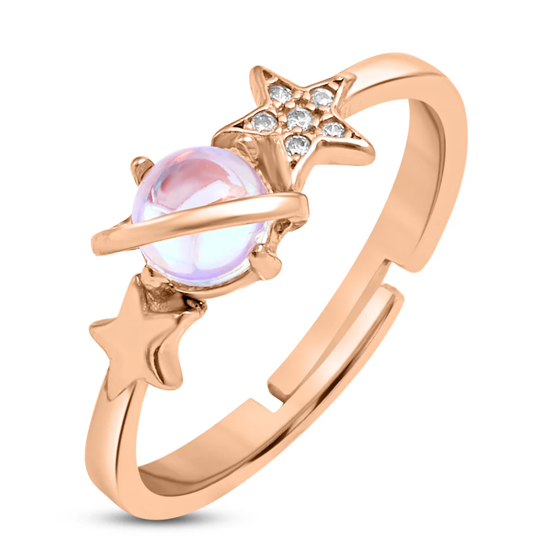 Galaxy Orb Rose Gold Plated 925 Sterling Silver Ring - Image 4