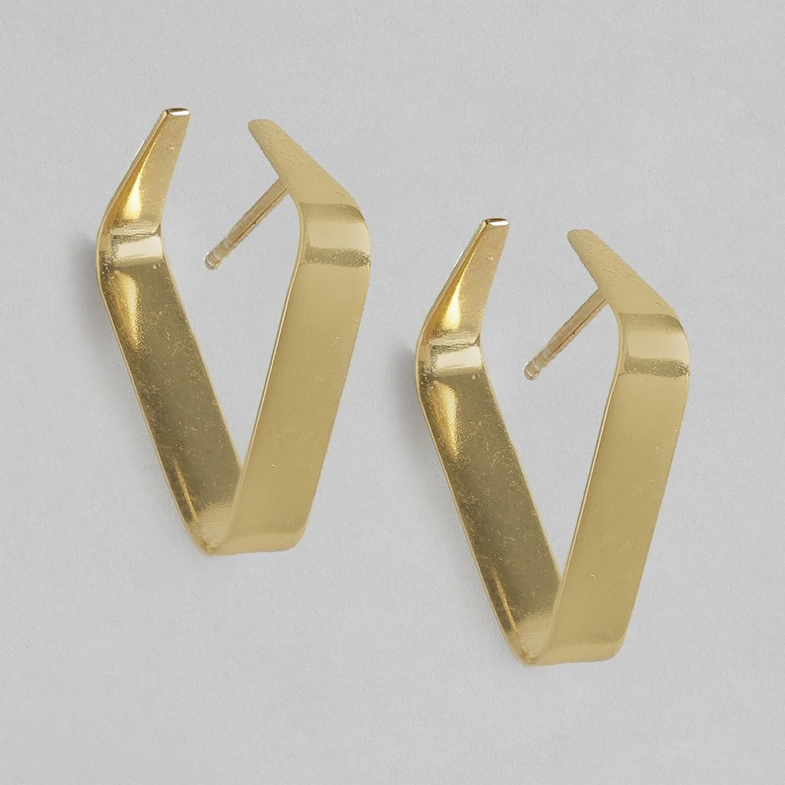 Geometrical Gold Plated 925 Sterling Silver Hoops - Image 4