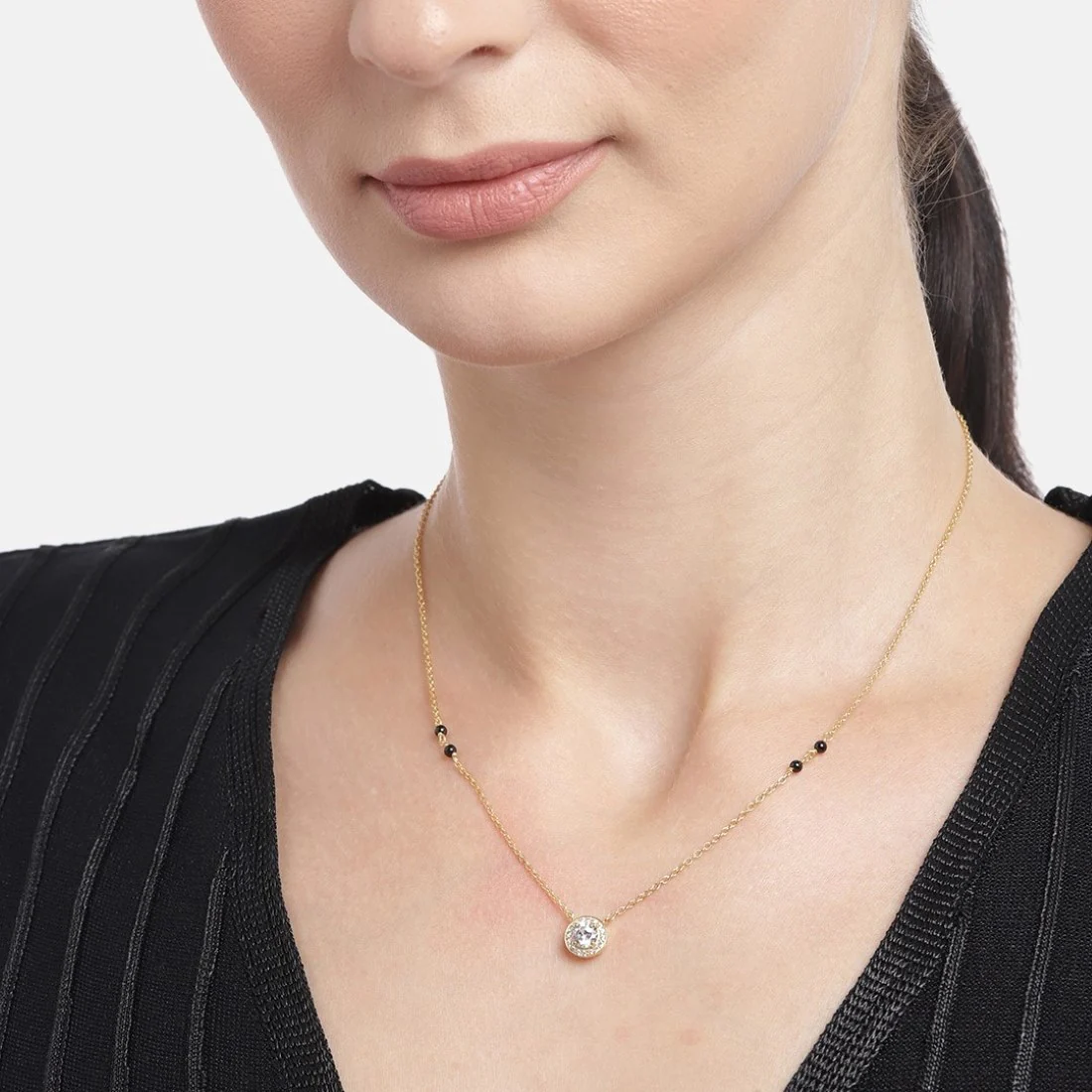 Gilded Harmony 925 Sterling Silver Gold-Plated Beaded Mangalsutra - Image 4