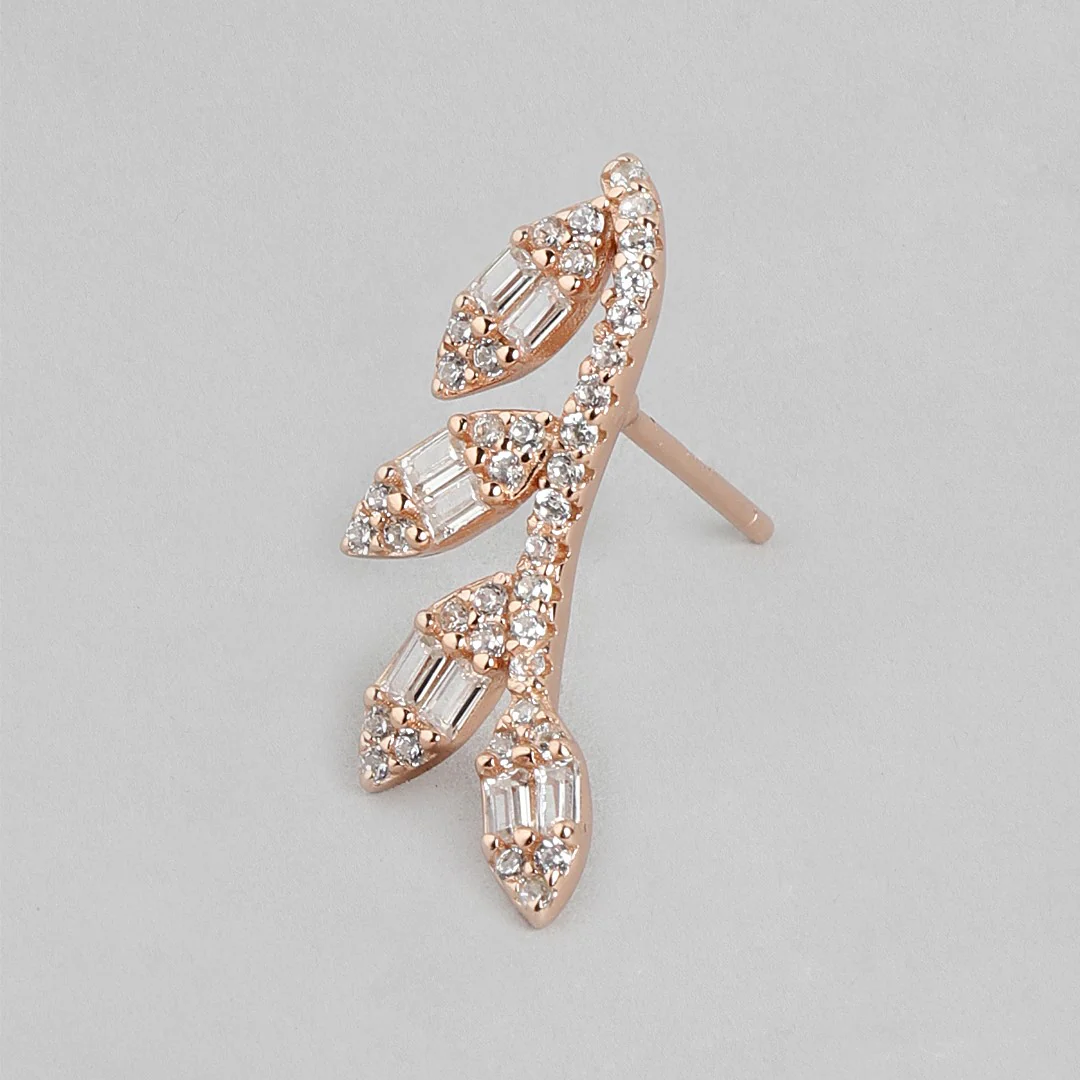 Gilded Leaves Rose Gold Plated 925 Sterling Silver Earrings - Image 4