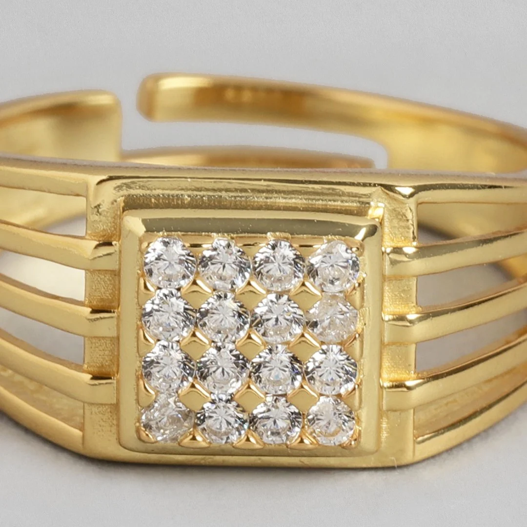 Gilded Love 925 Sterling Silver Gold-Plated Couple Ring (Adjustable) - Image 11