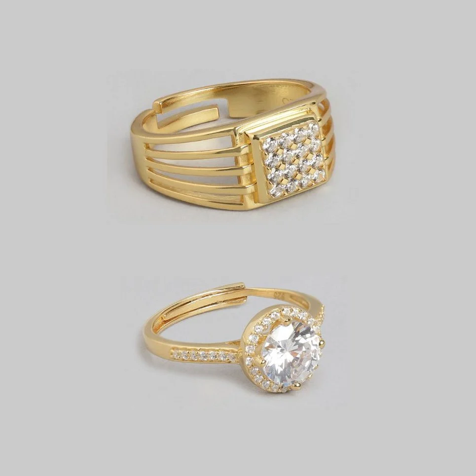 Gilded Love 925 Sterling Silver Gold-Plated Couple Ring (Adjustable) - Image 6