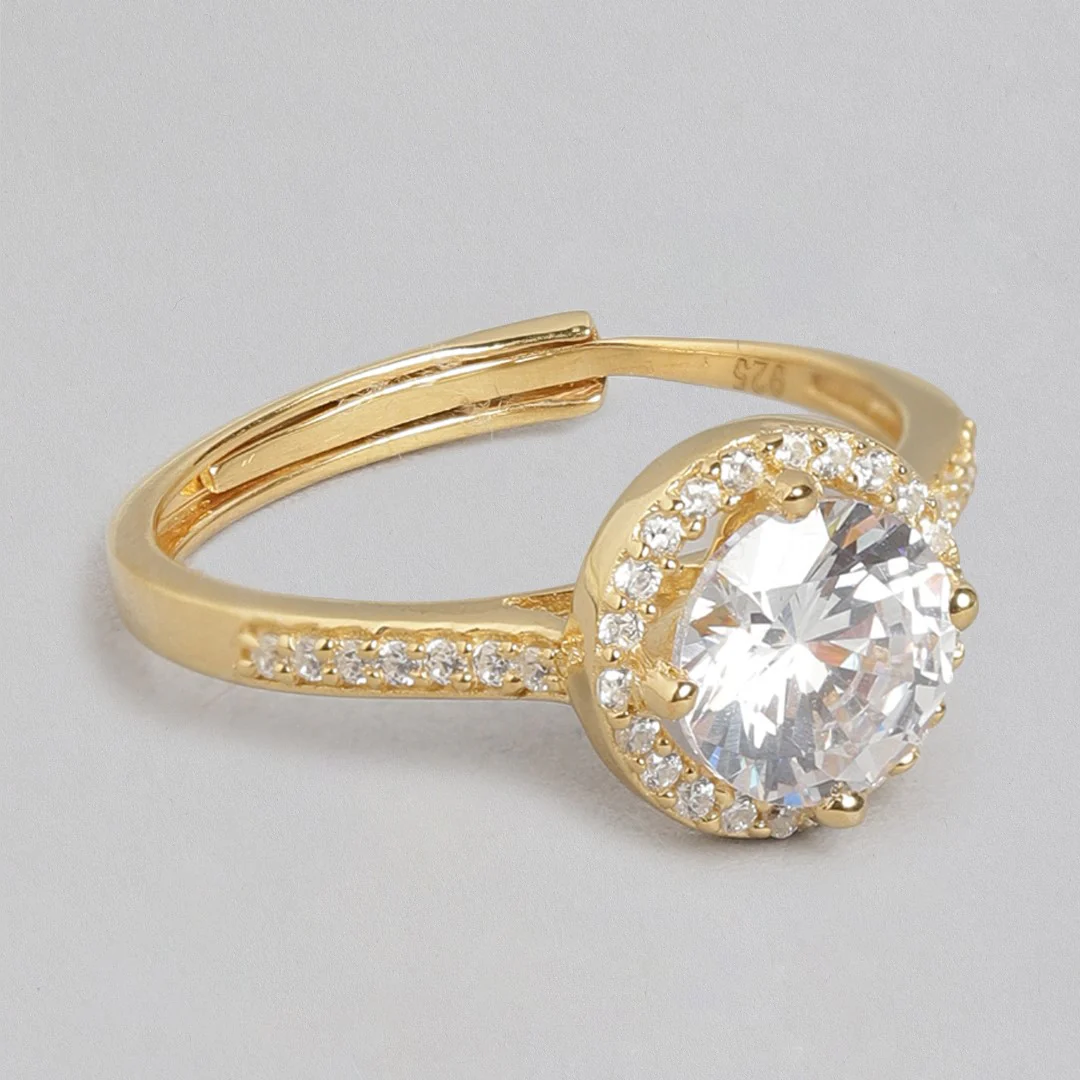 Gilded Love 925 Sterling Silver Gold-Plated Couple Ring (Adjustable) - Image 7