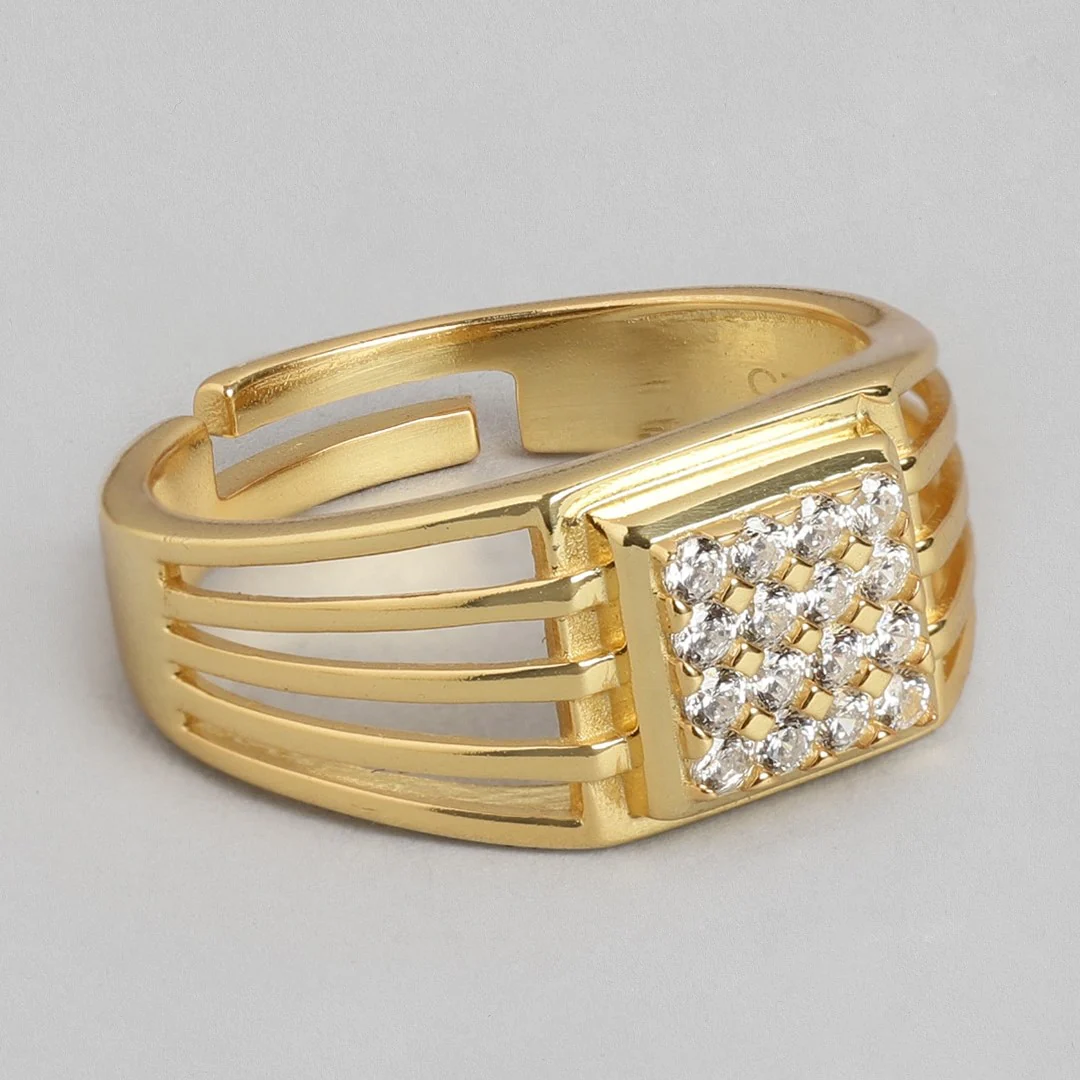 Gilded Love 925 Sterling Silver Gold-Plated Couple Ring (Adjustable) - Image 8