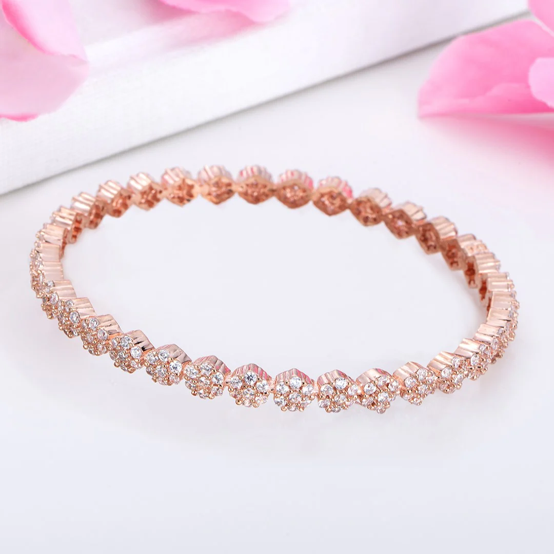 Glam CZ Rose Gold-Plated 925 Sterling Silver Bangle - Image 2