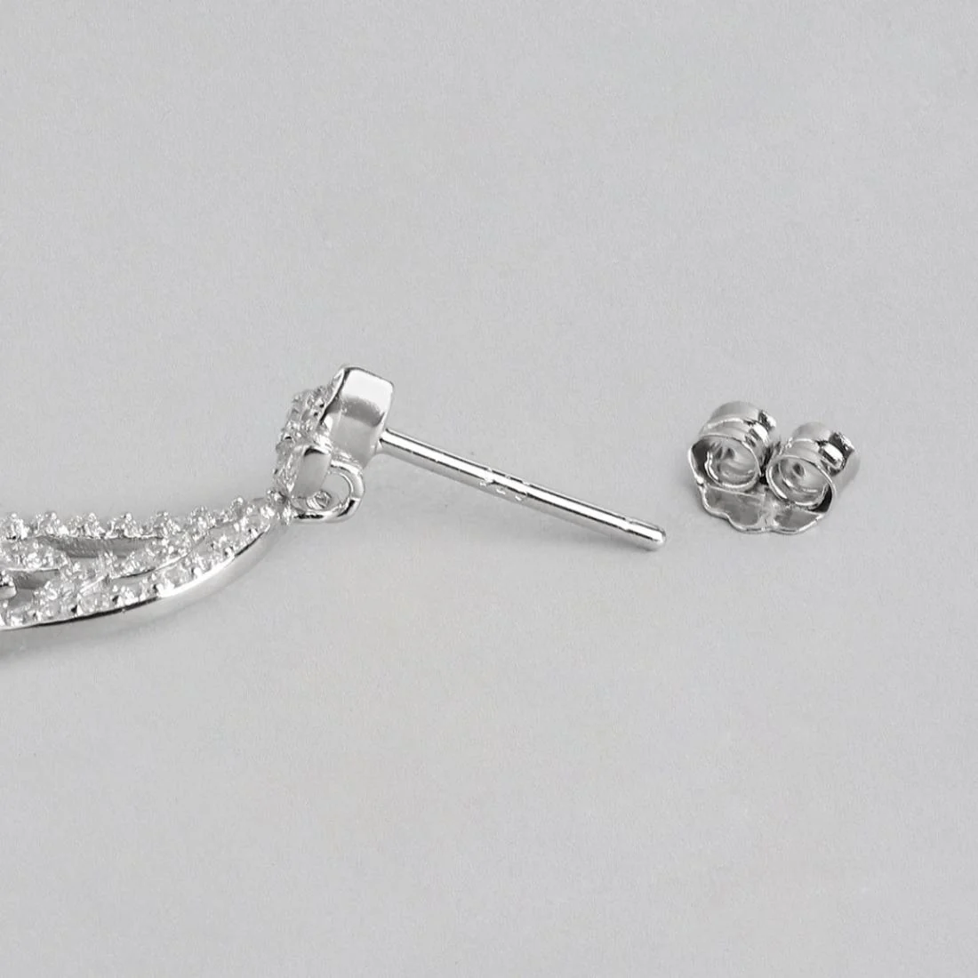 Delicate Shine Leaf CZ 925 Sterling Silver Earrings - Image 6
