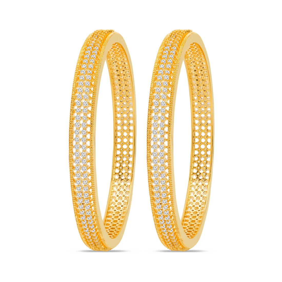 Glamorous Gold Plated CZ 925 Sterling Silver Bangle - Image 5