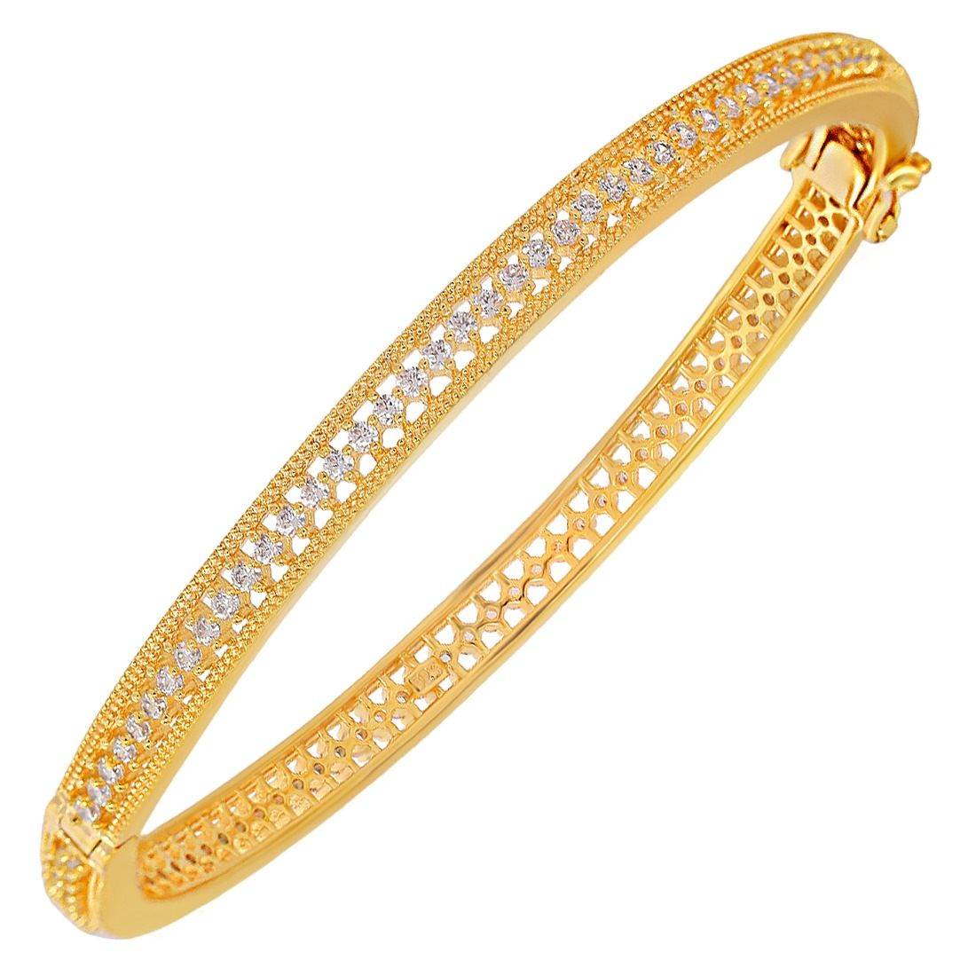 Glamorous Gold Plated CZ 925 Sterling Silver Bangle - Image 6