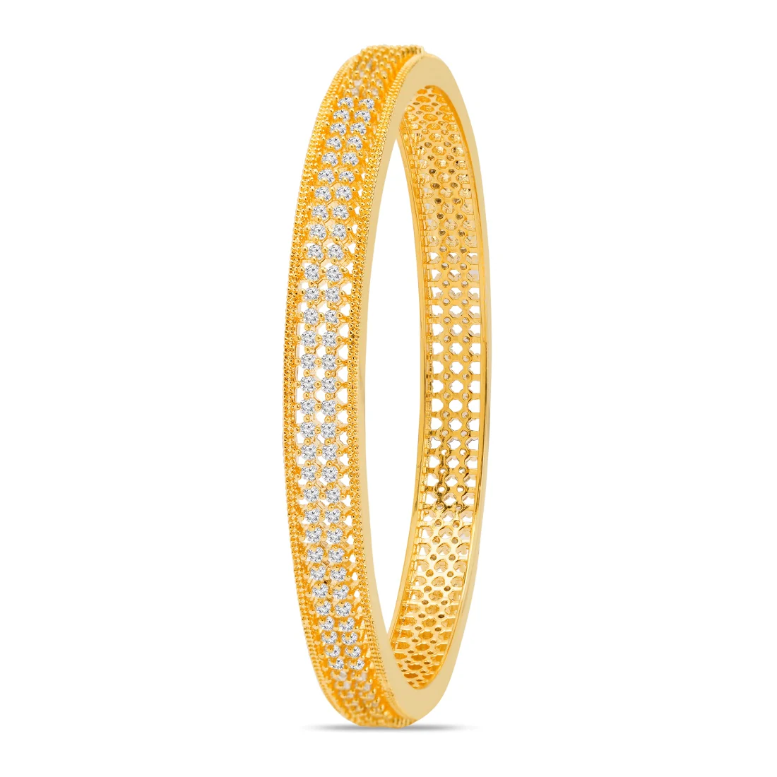 Glamorous Gold Plated CZ 925 Sterling Silver Bangle - Image 7