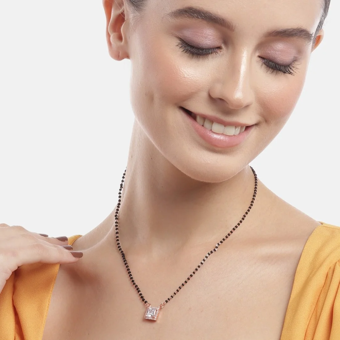 Gleaming Vows Rose Gold CZ 925 Sterling Silver Mangalsutra - Image 2