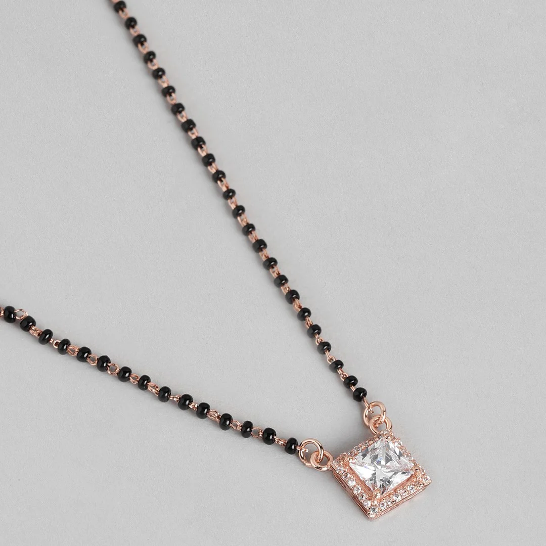 Gleaming Vows Rose Gold CZ 925 Sterling Silver Mangalsutra - Image 3
