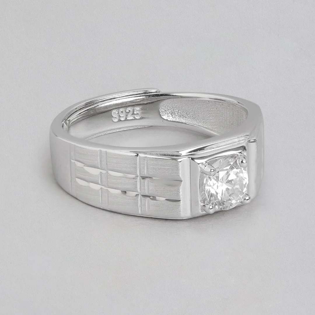 Glimmering Promise Rhodium-Plated 925 Sterling Silver Couple Ring (Adjustable) - Image 8