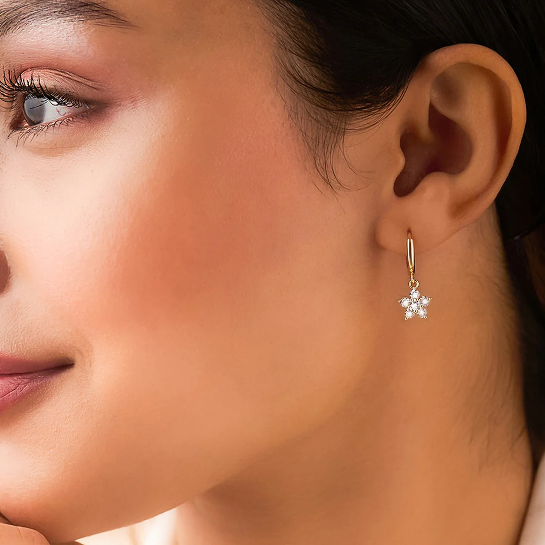 A Falling Star Silver Hoop Gold Plated Earrings - Image 10