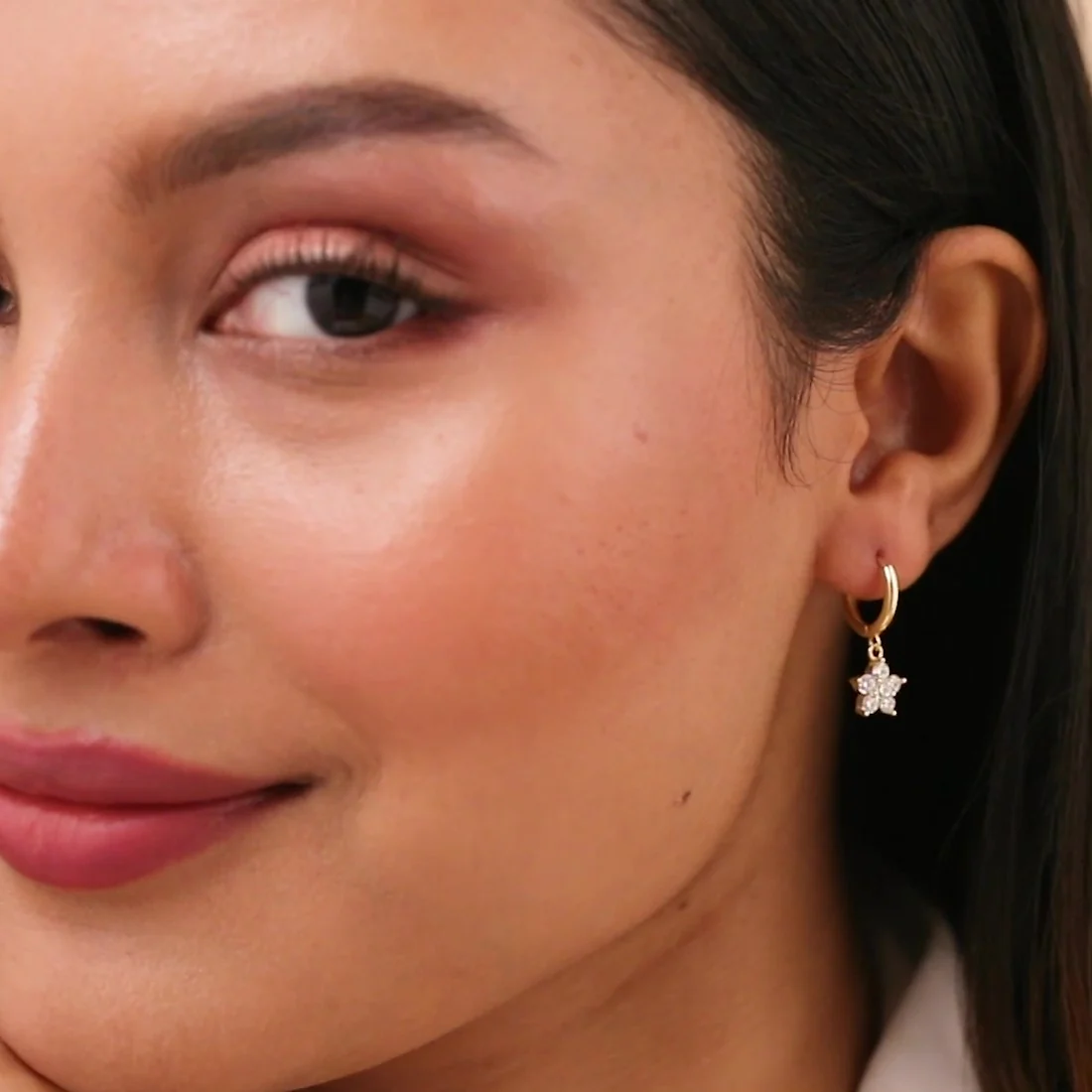 A Falling Star Silver Hoop Gold Plated Earrings - Image 3