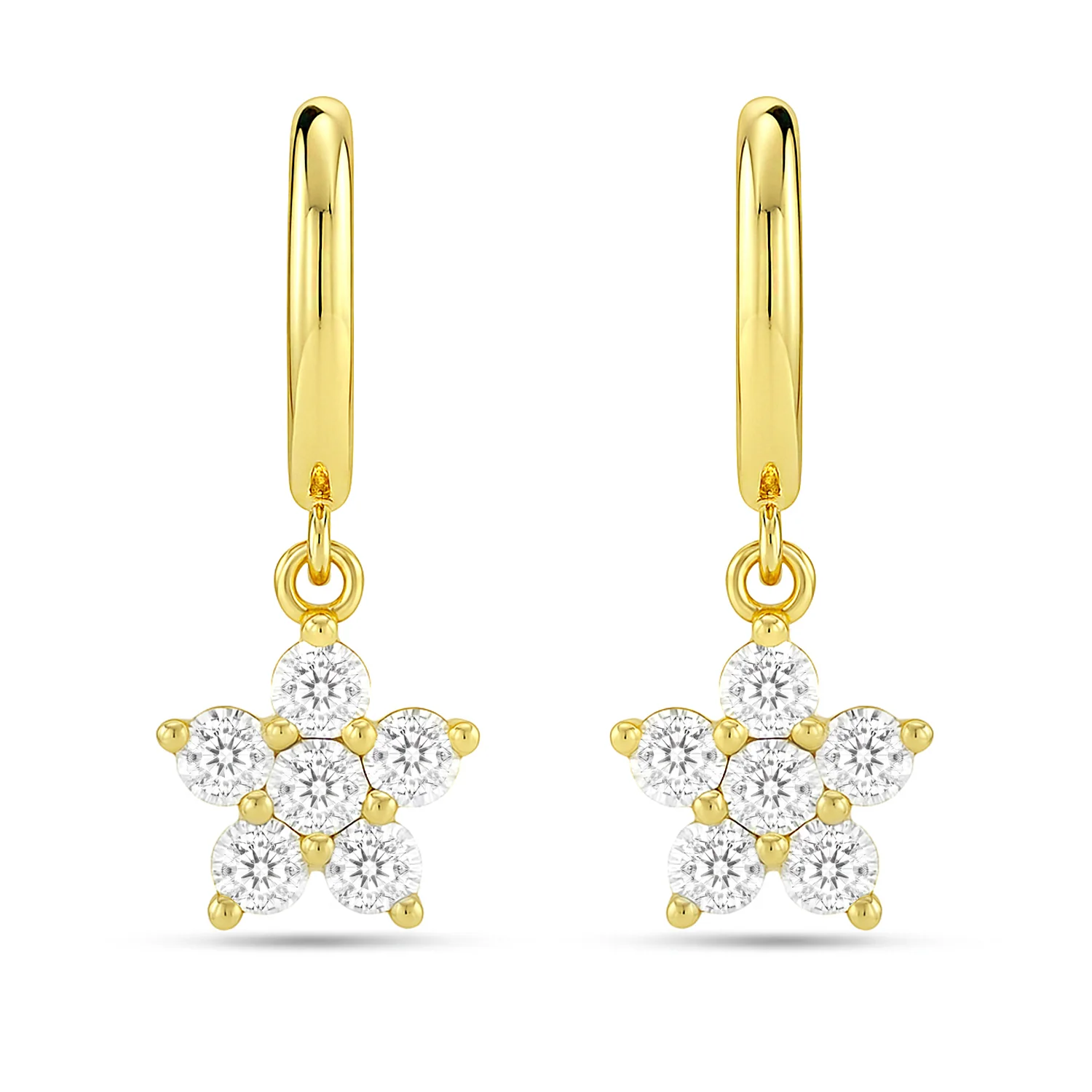 A Falling Star Silver Hoop Gold Plated Earrings - Image 7