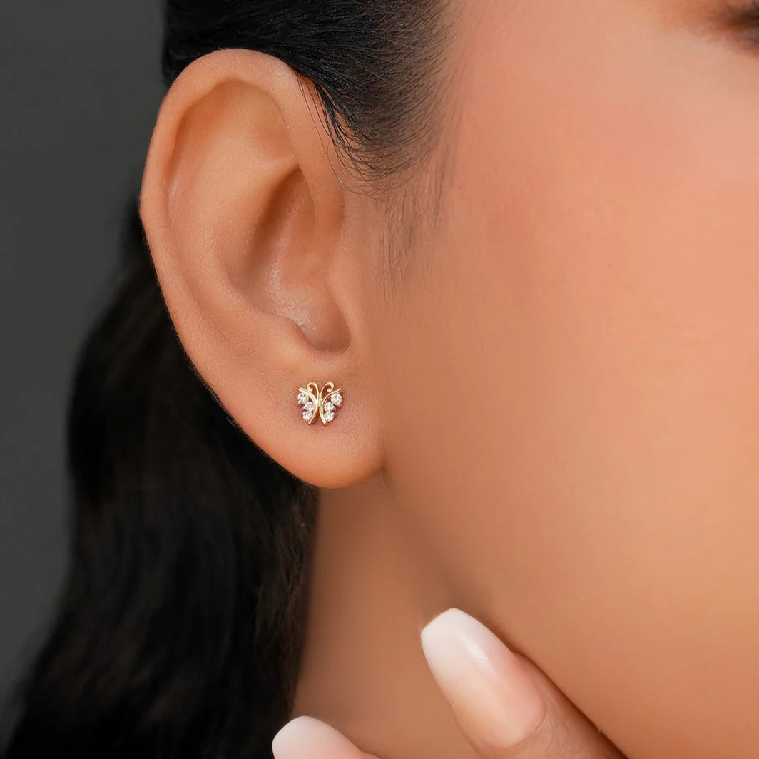Gold Danaid Earrings with Lab-Grown Diamonds - Image 2