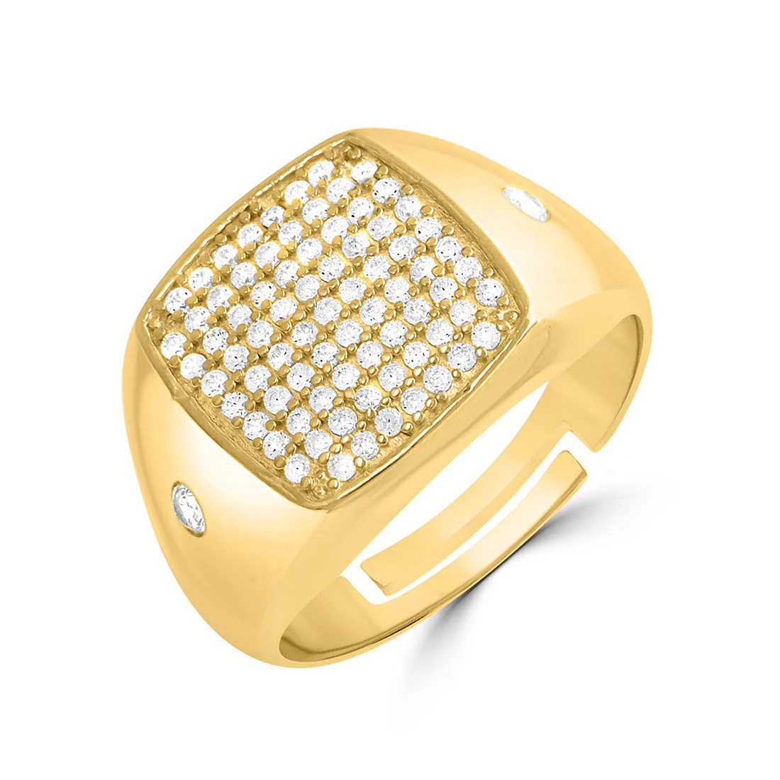 Golden Aura CZ Gold Plated 925 Sterling Silver Ring for Him (Adjustable) - Image 5