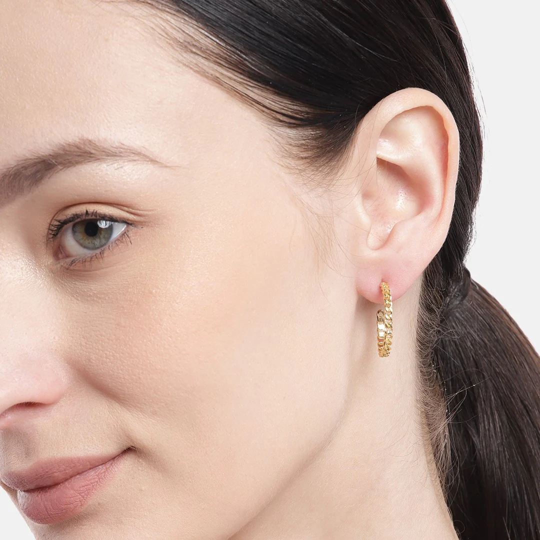 Golden Aura Gold-Plated 925 Sterling Silver Half Hoop Earrings - Image 2