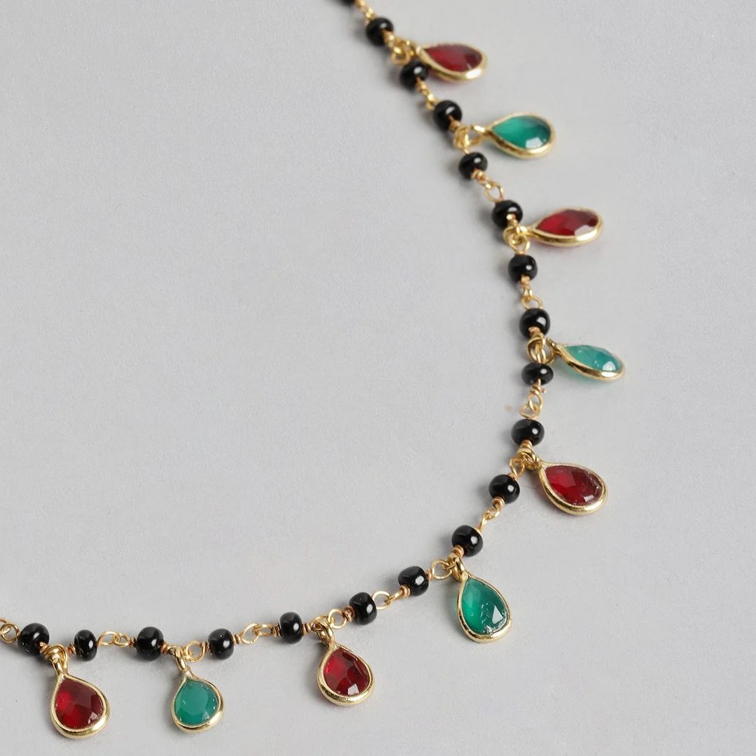Golden Bliss Colored CZ 925 Sterling Silver Gold Plated Drop Mangalsutra - Image 5