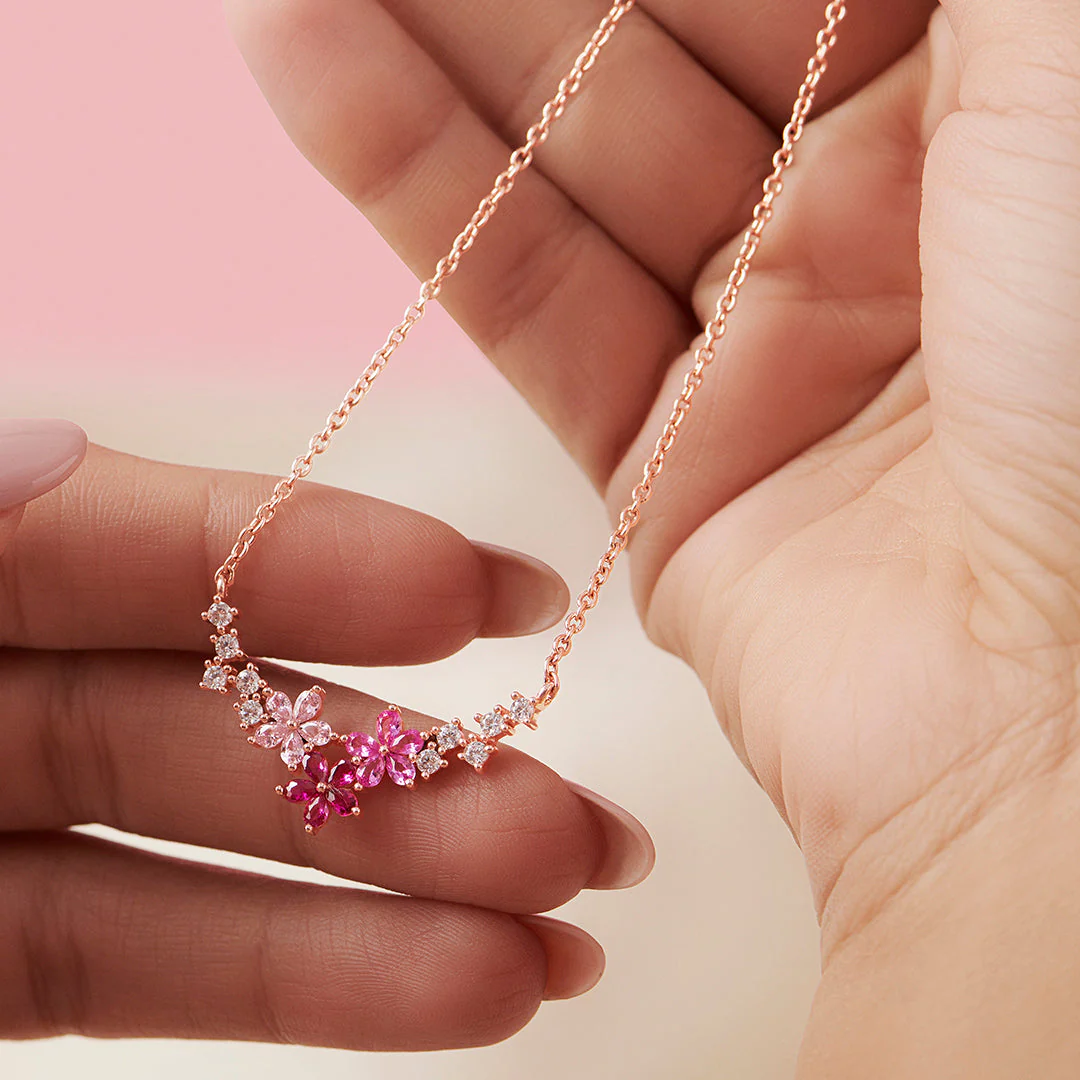 Blossom 925 Sterling Silver Rose Gold-Plated Flower Necklace - Image 4