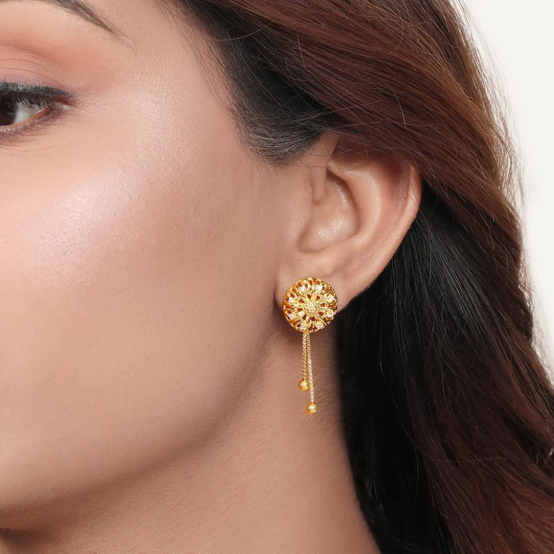 Golden Blossom Bloom 925 Sterling Silver Gold-Plated Flower Earrings - Image 3